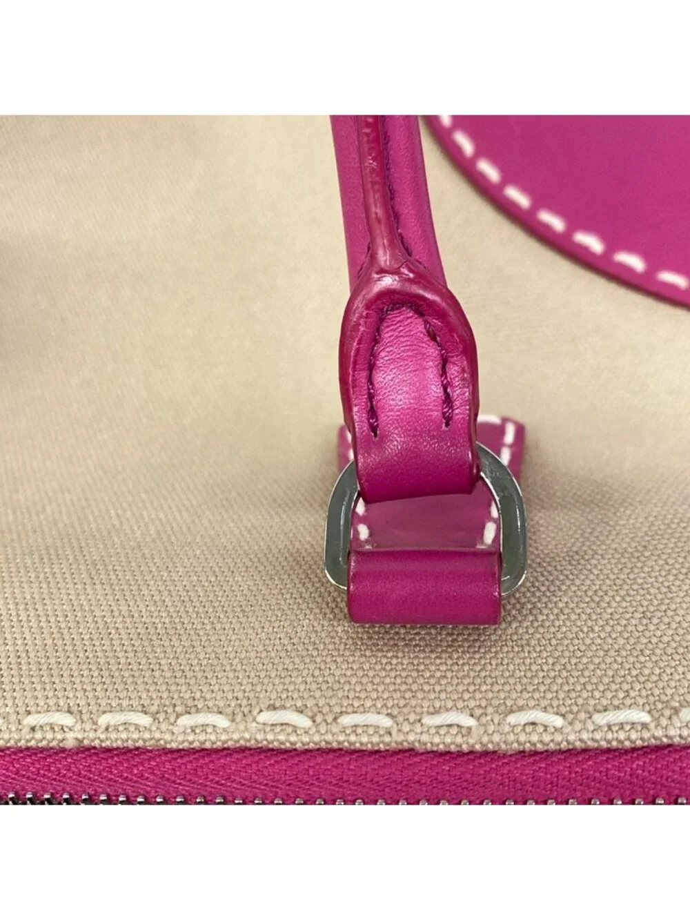 Prada Handbag Canapa City Beige Pink Leather